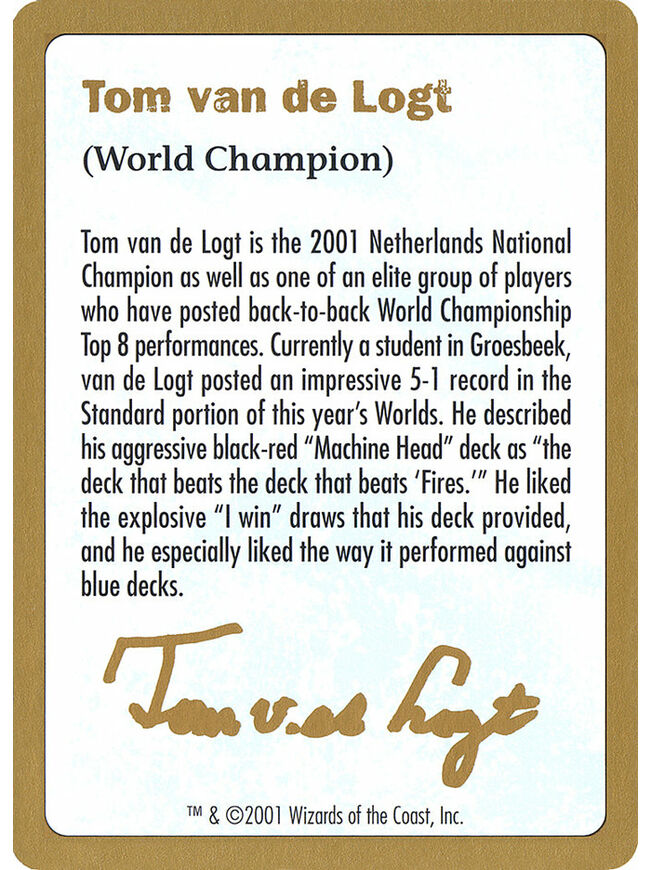 Tom van de Logt Bio (2001)