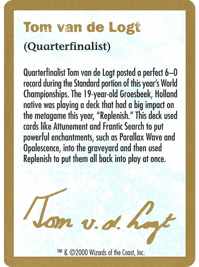 Tom van de Logt Bio (2000)
